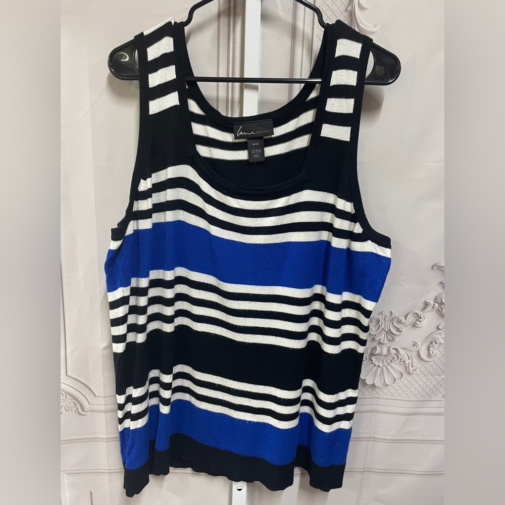 Cato Black and White Sleeveless Square Neckline Tank Top 22/24